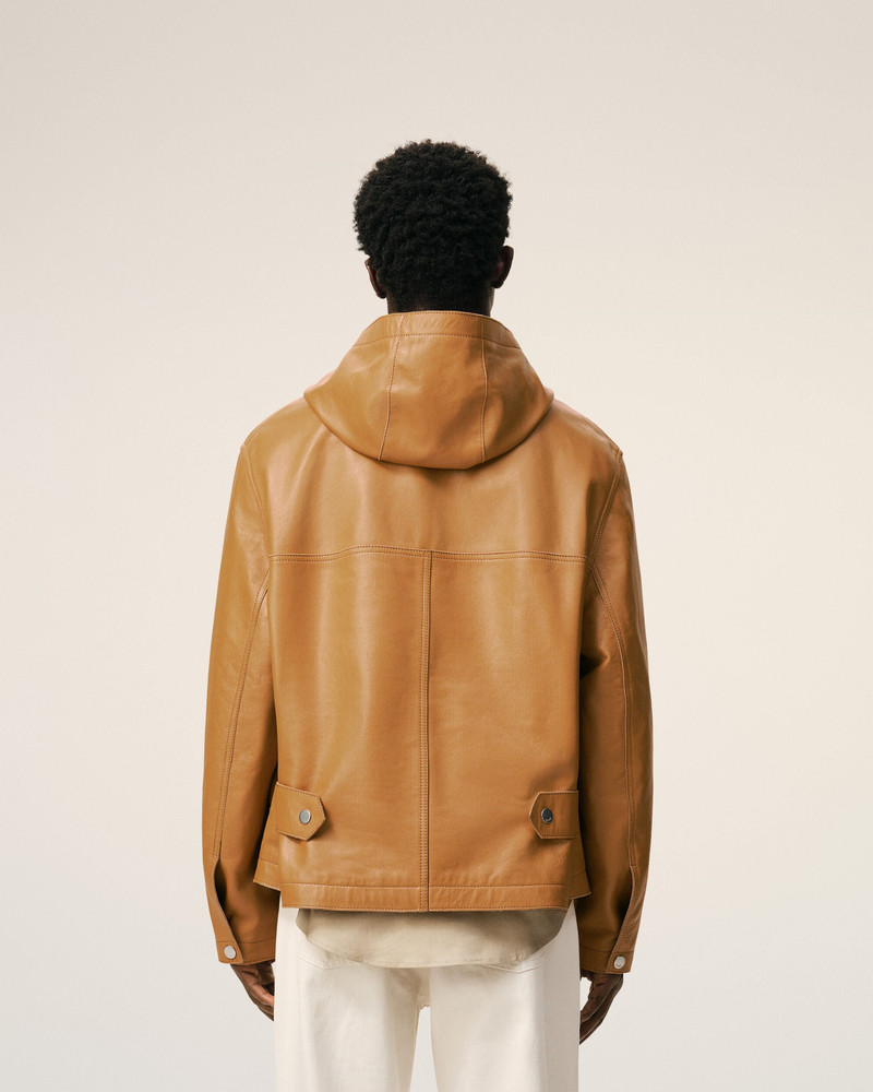 YELLOW COW LEATHER HOODED JACKET 5