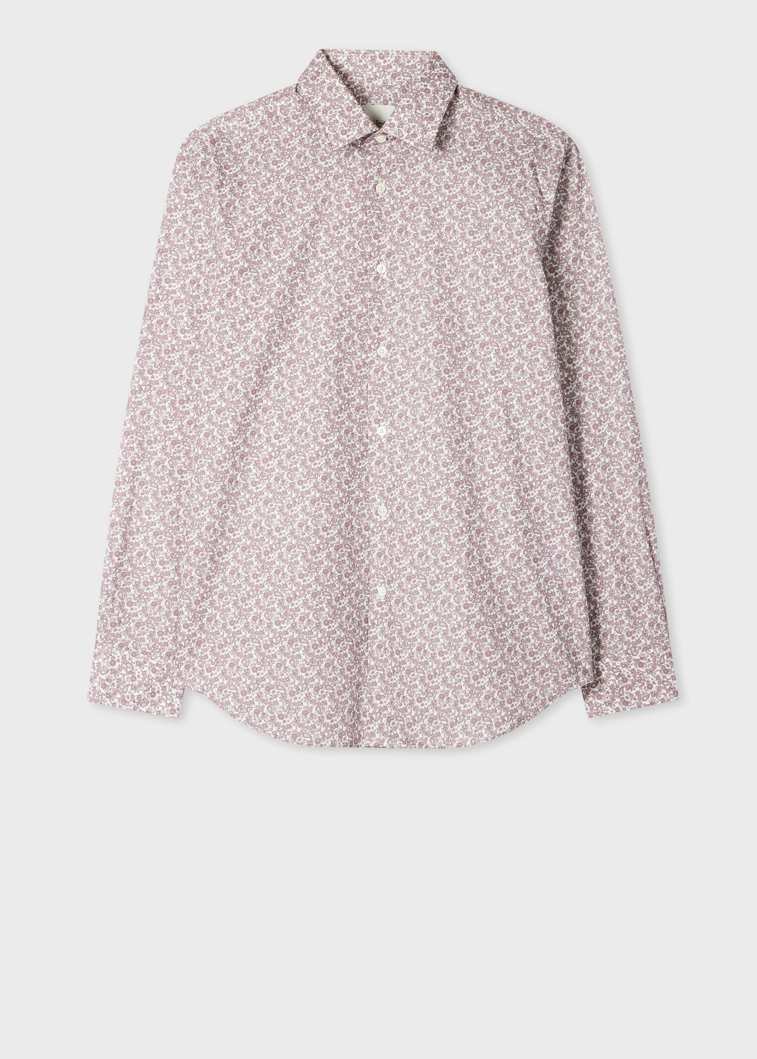 Regular-Fit White and Mauve Paisley Shirt - 1