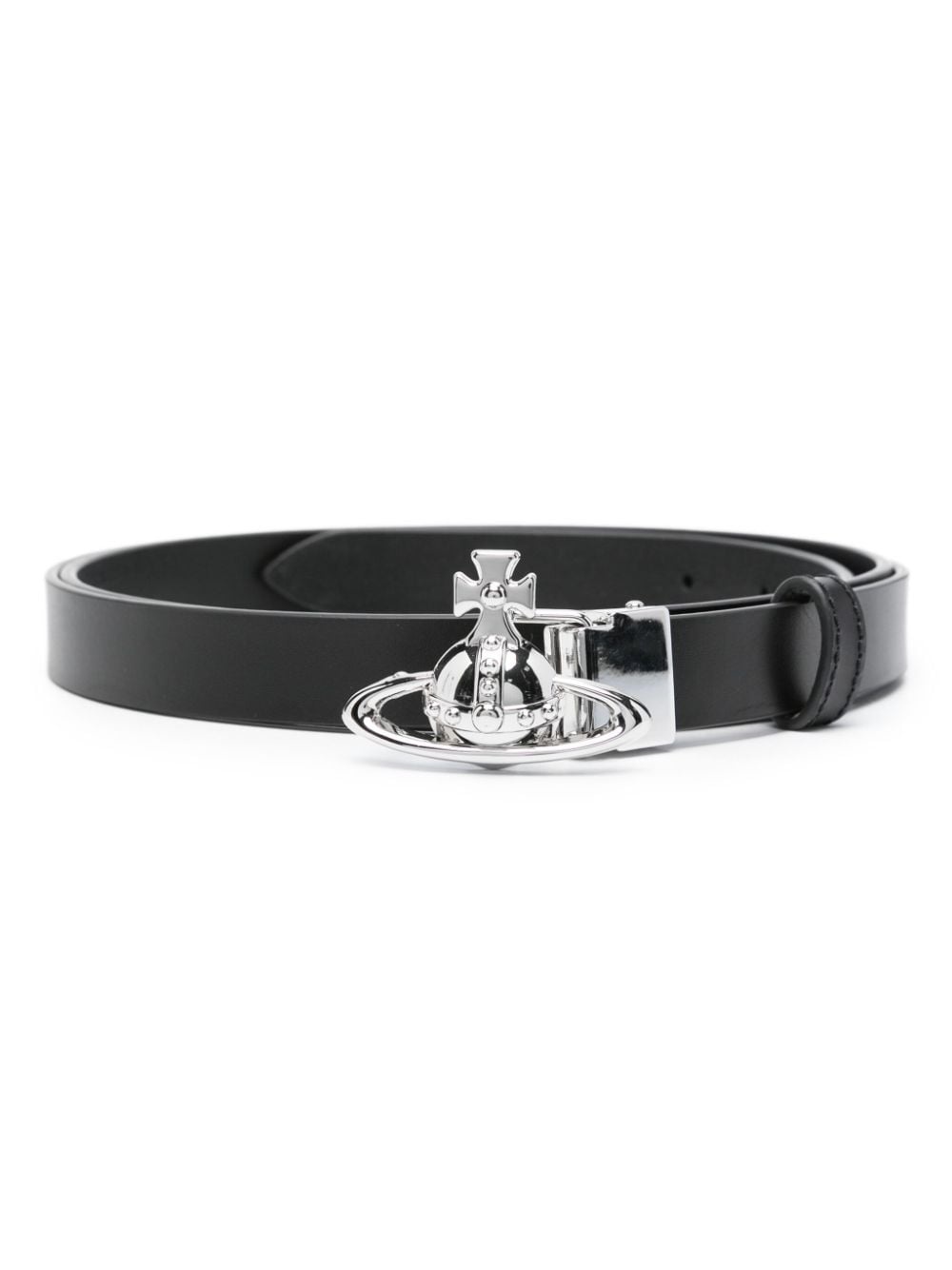 Orb-buckle leather belt - 1