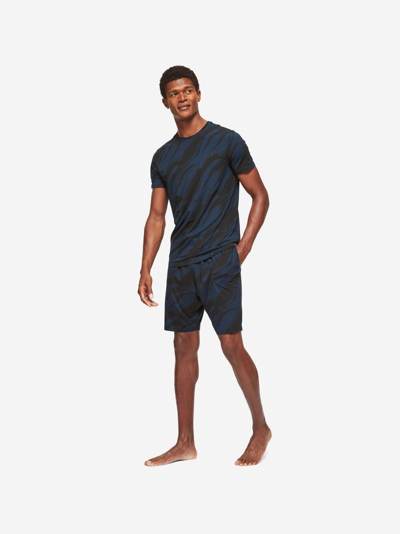 Derek Rose Men's Lounge Shorts London 8 Micro Modal Navy outlook