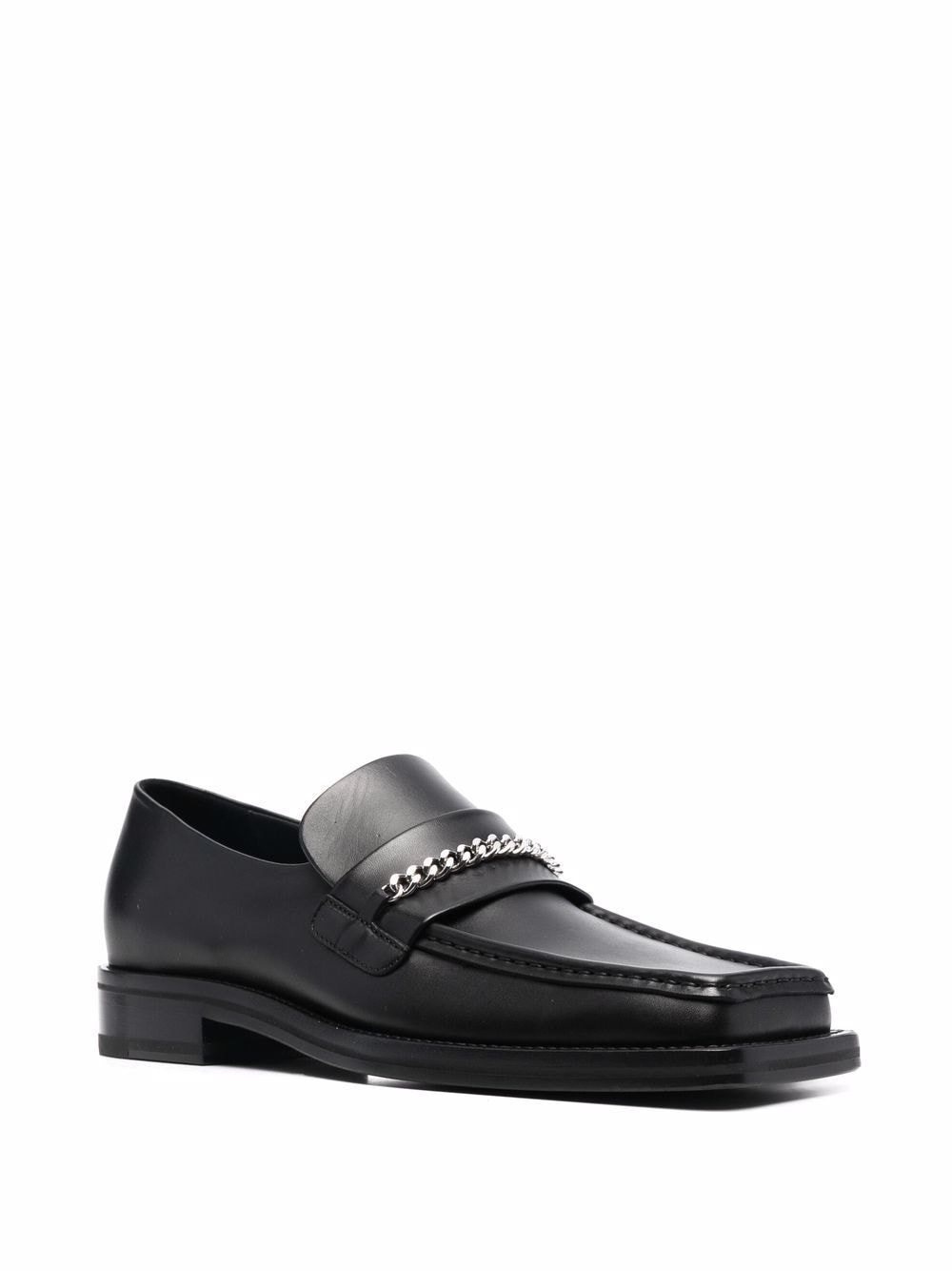 square-toe leather loafers - 2