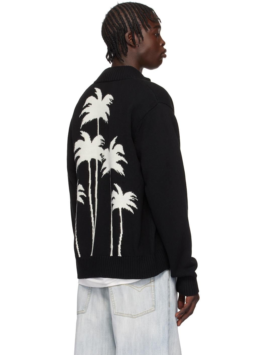 Black Palms Knit Track Jacket - 3