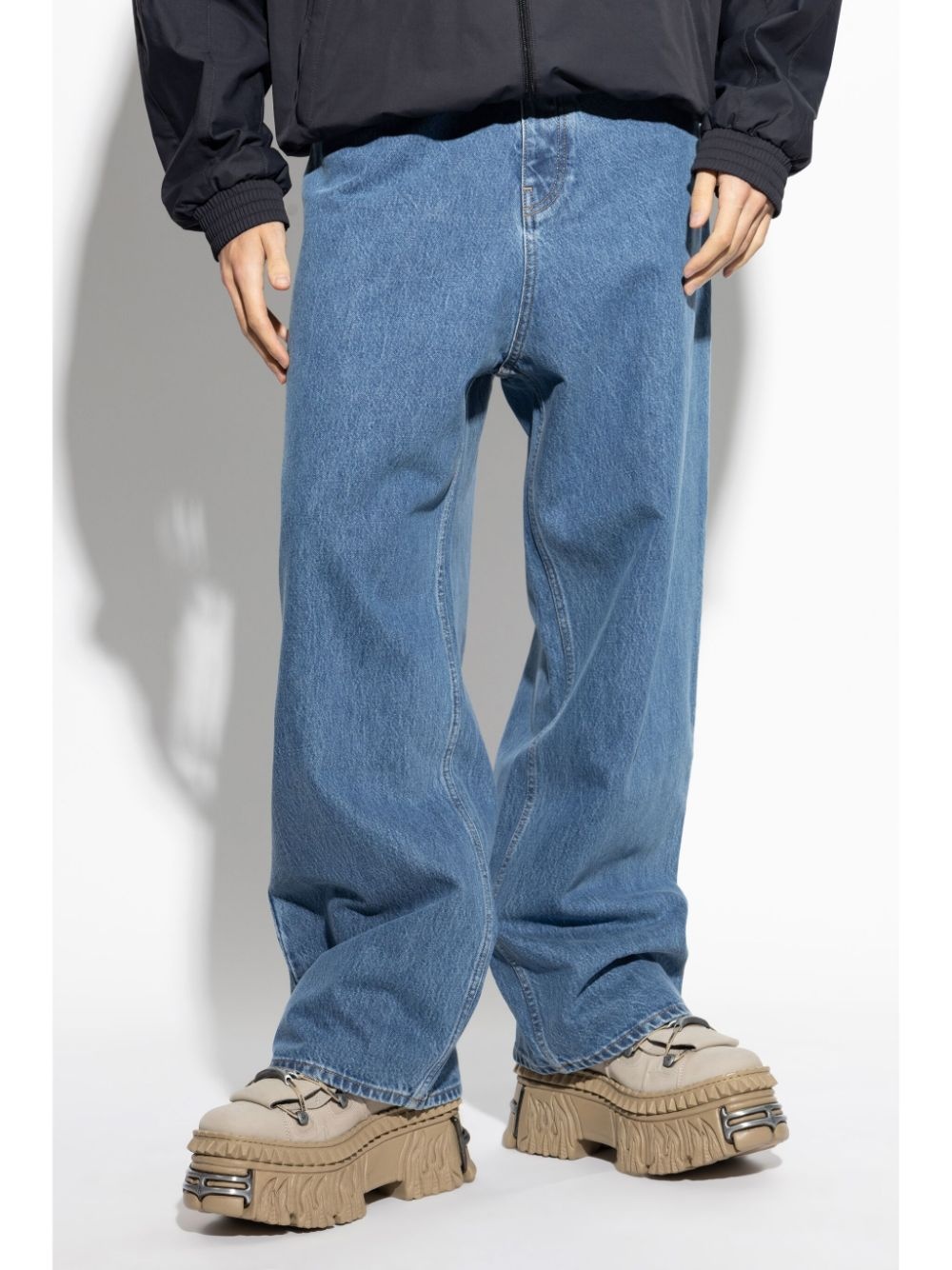 logo-stitch wide-leg jeans - 2