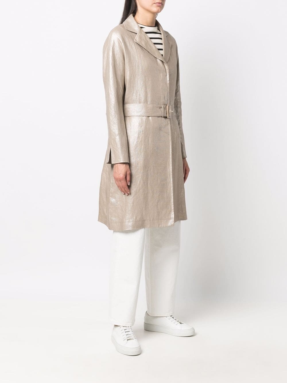 belted single-breasted coat - 3