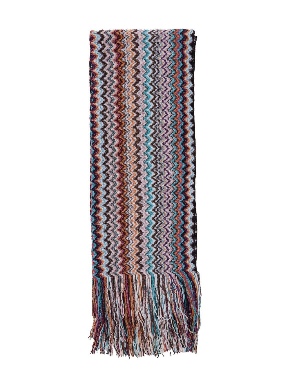 zigzag-pattern fringed scarf - 1