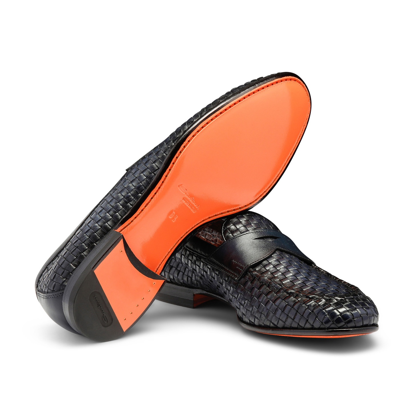 Men's blue woven leather penny loafer - 5