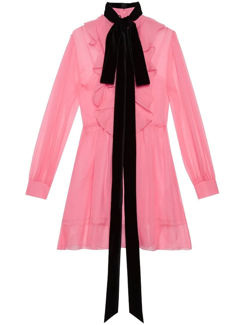 ruffle-front chiffon dress - 1