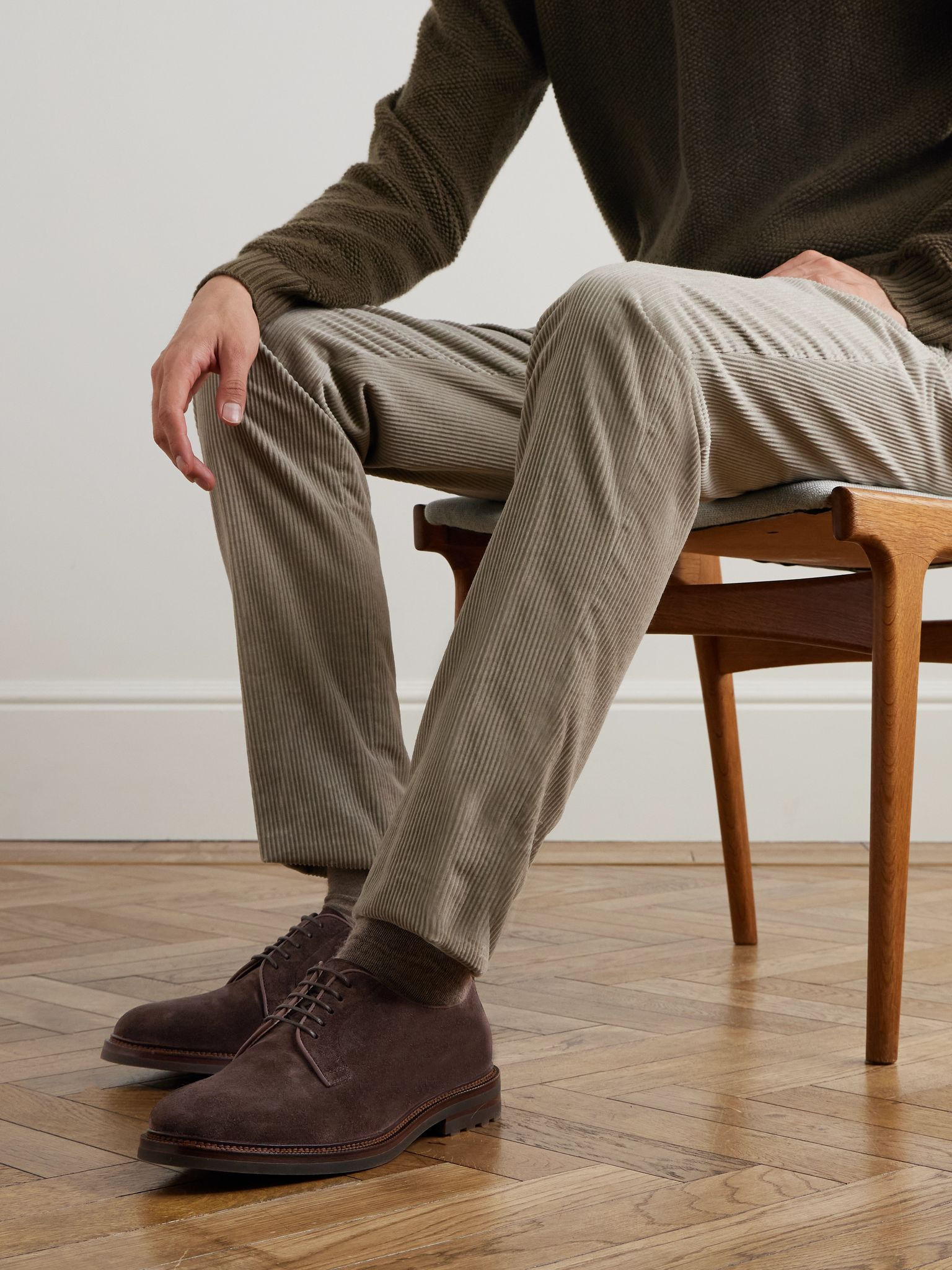 Suede Derby Shoes Dark brown - 2