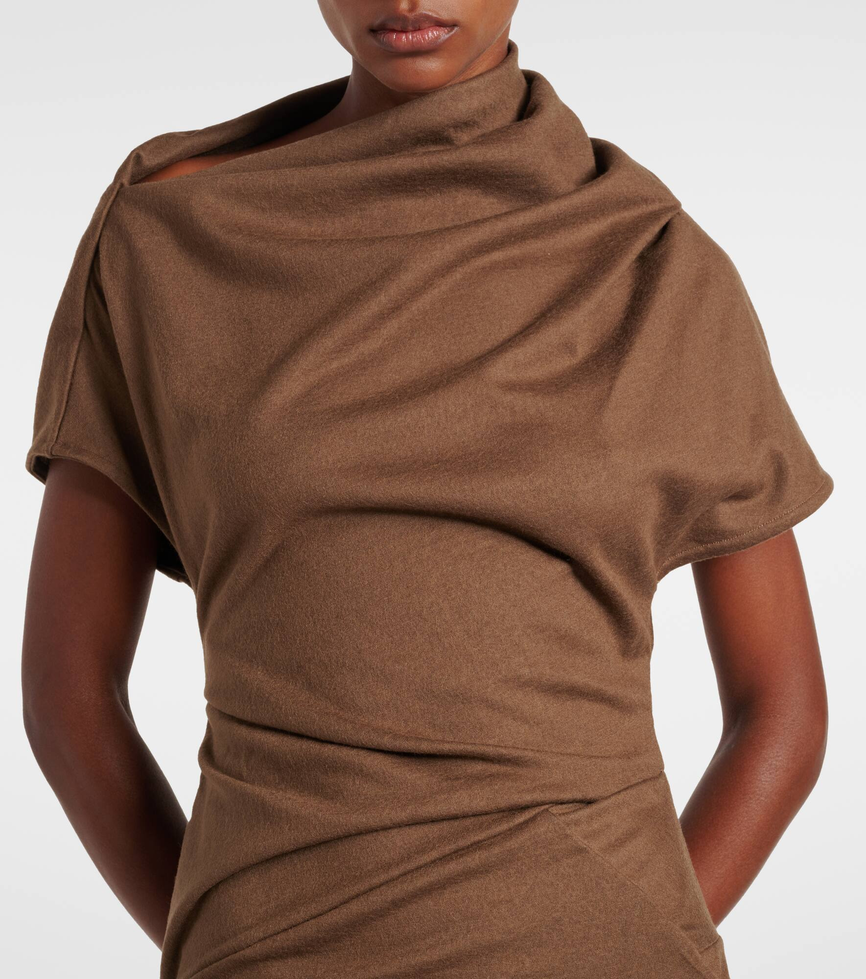 Draped wool maxi dress - 4