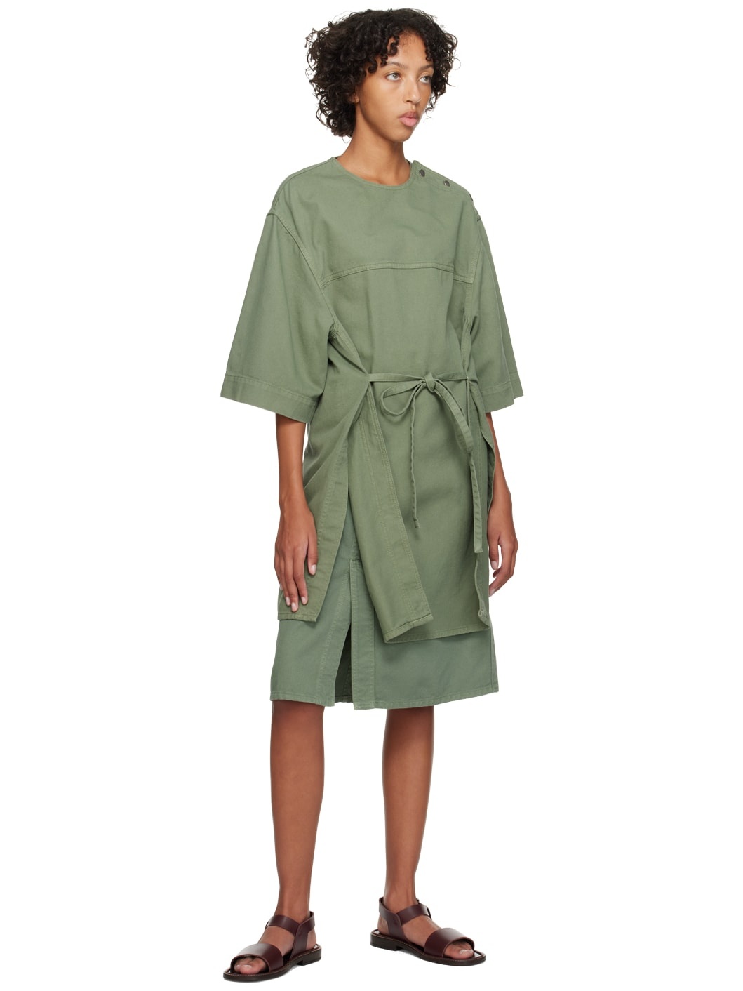 Green Straight Denim Miniskirt - 4