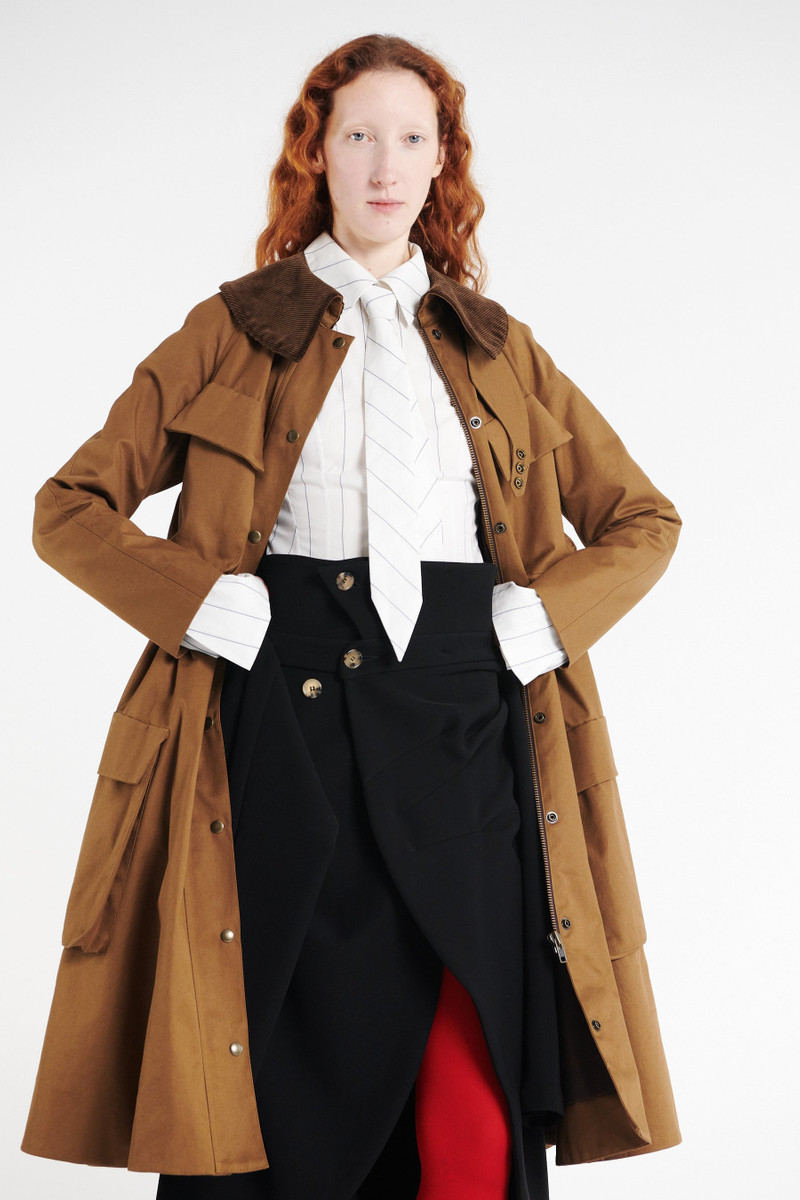 LONG FLARED TRENCH WITH POCKETS KHAKI BROWN 11