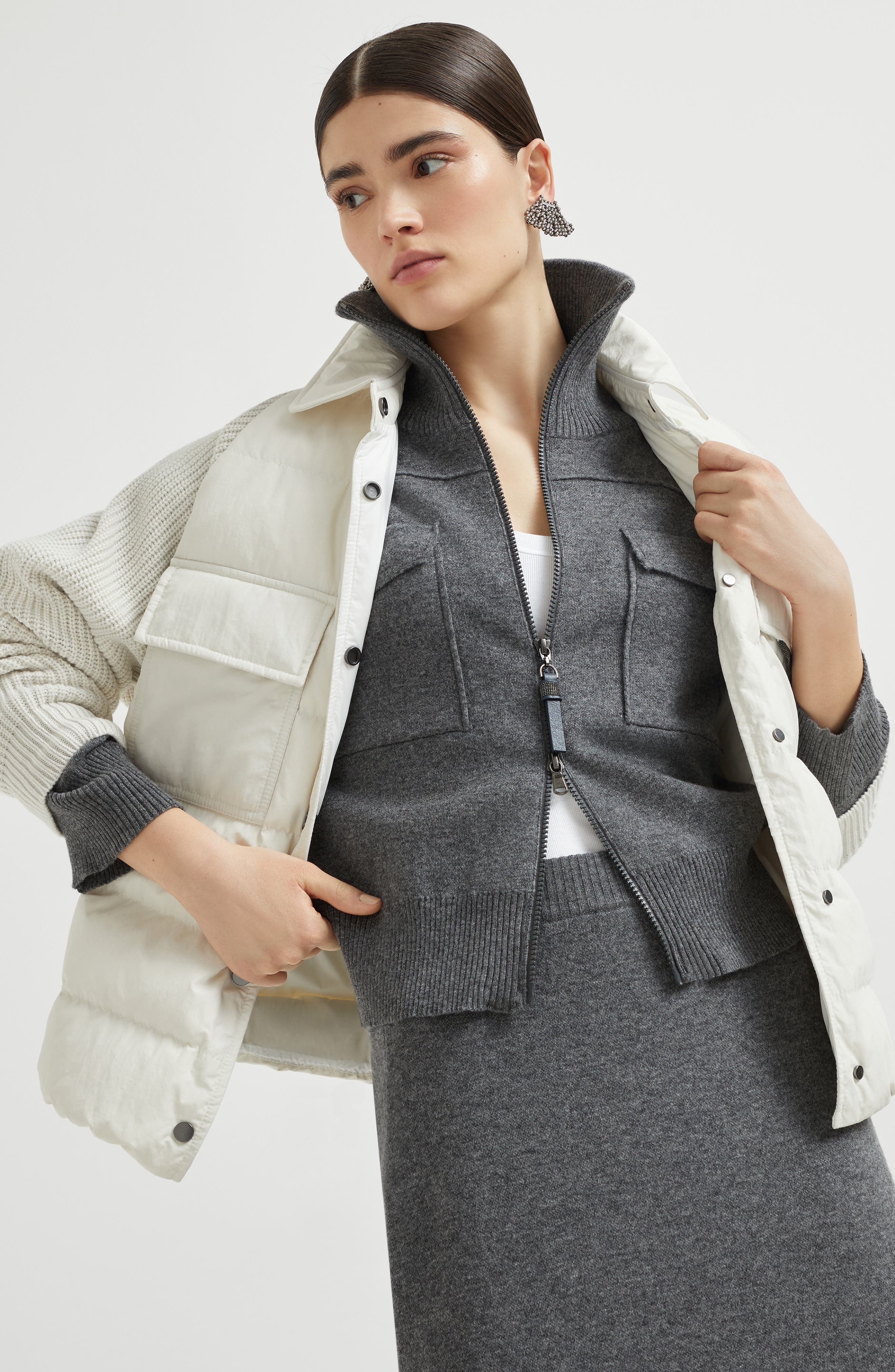 Brunello Cucinelli Cotton down jacket in Ivory at Nordstrom - 5