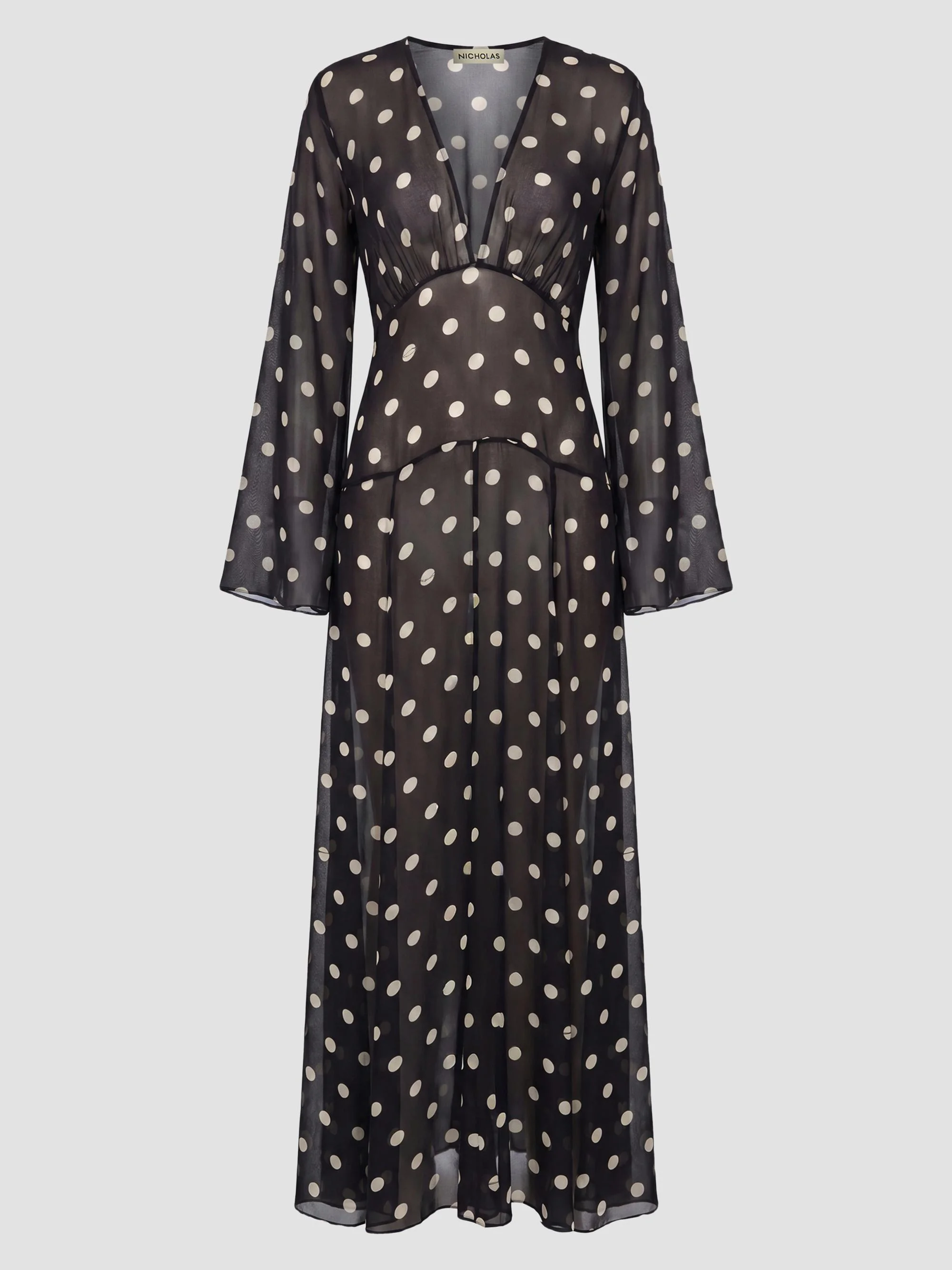 Women's Marella Polka Dot Maxi Dress - Black Ivory Polka Dot - 1