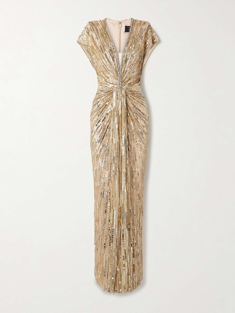 Zola draped embellished tulle gown Gold - 1