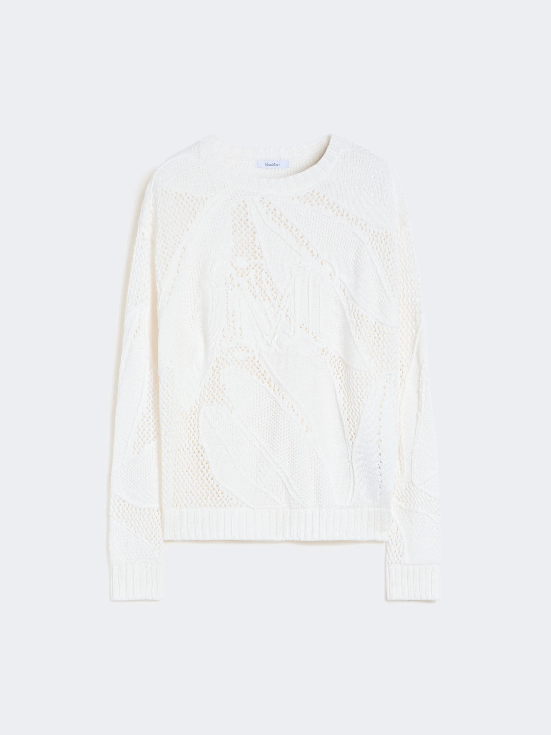 SALVO Embroidered cotton sweater - WHITE - 1