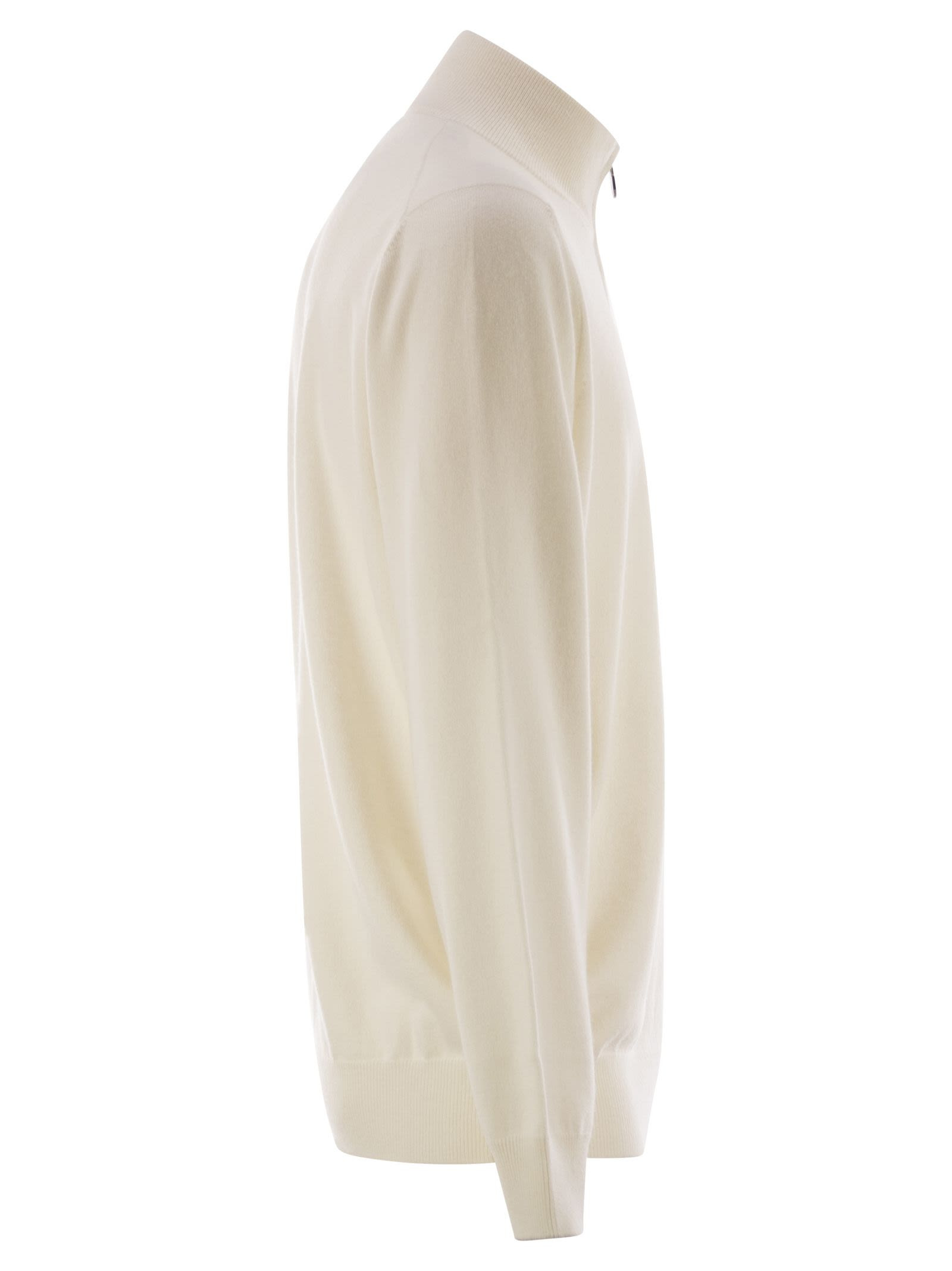 Brunello Cucinelli Men High-Necked Cashmere Sweater With Zip Opening - 3