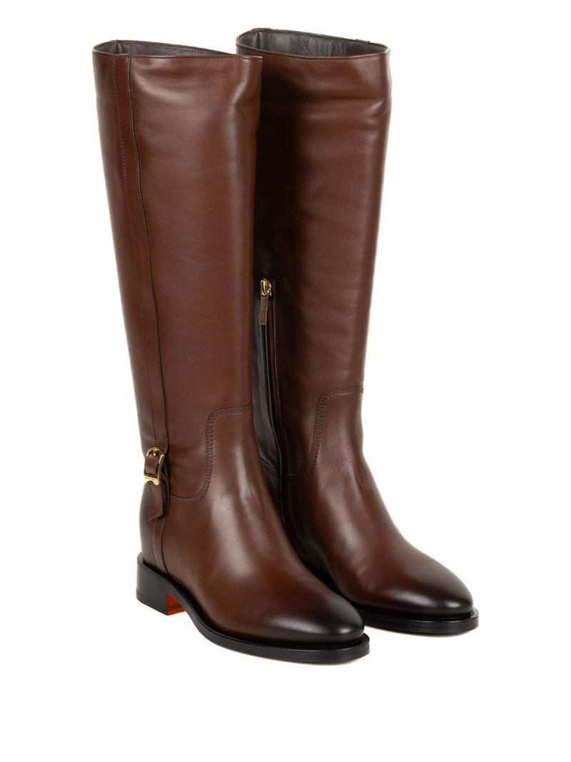 Santoni buckle leather boots outlook