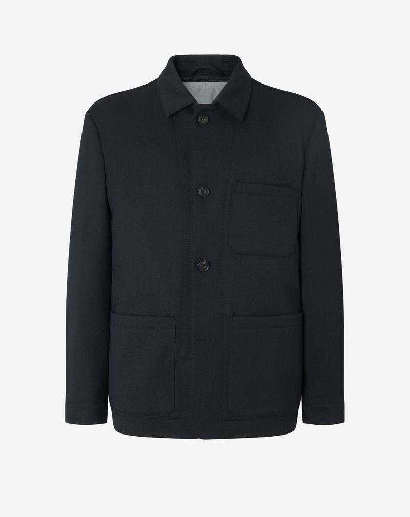 Blue stretch technical wool jacket 1