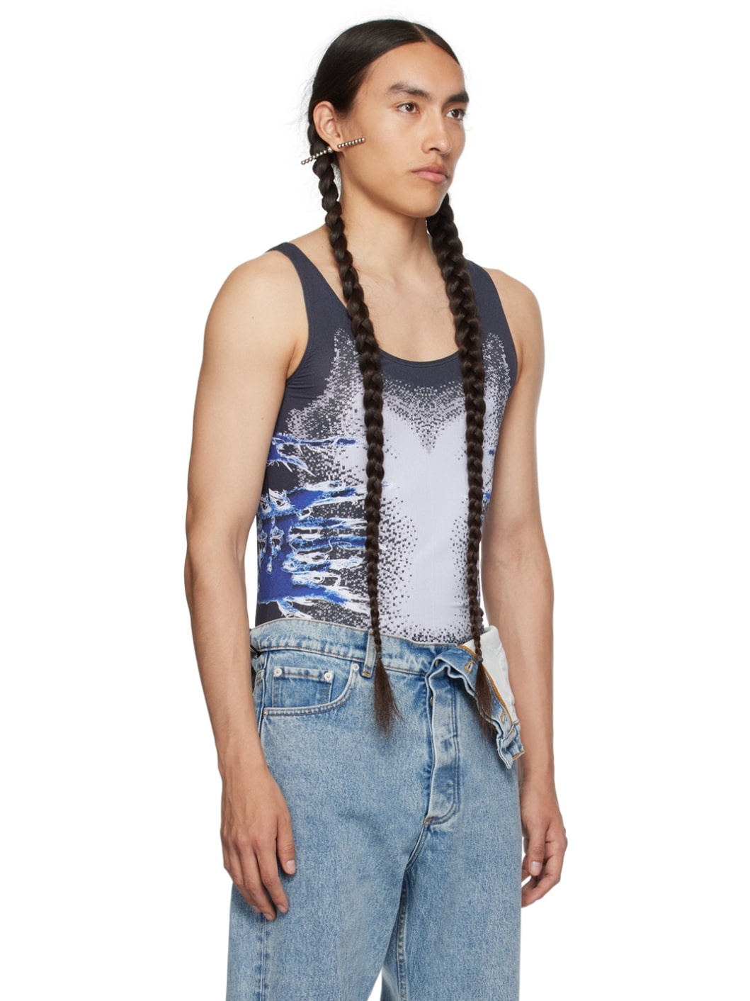 Black Whisker Print Tank Top - 2
