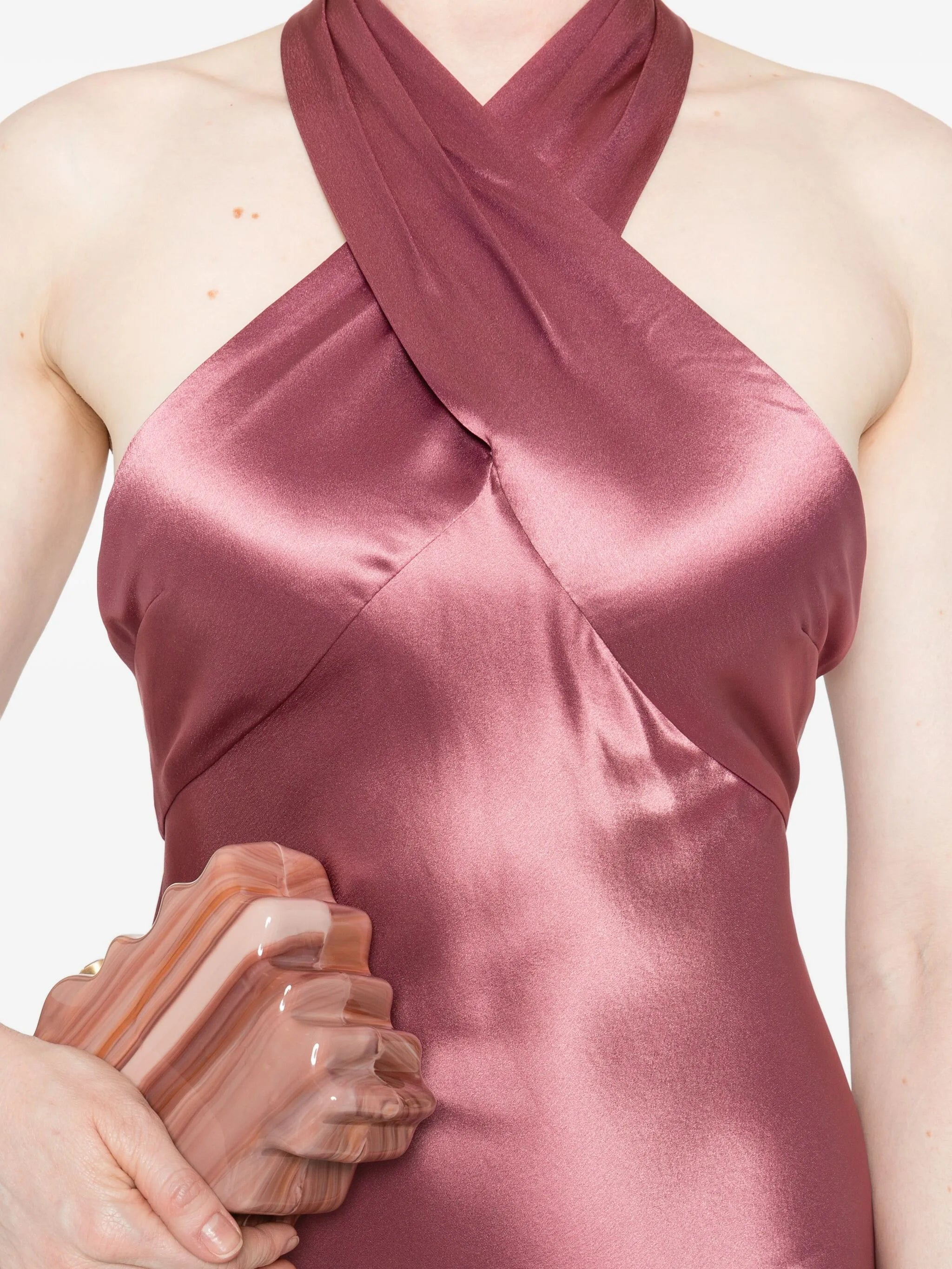 Retrofete Cross-front Satin Dress - 2