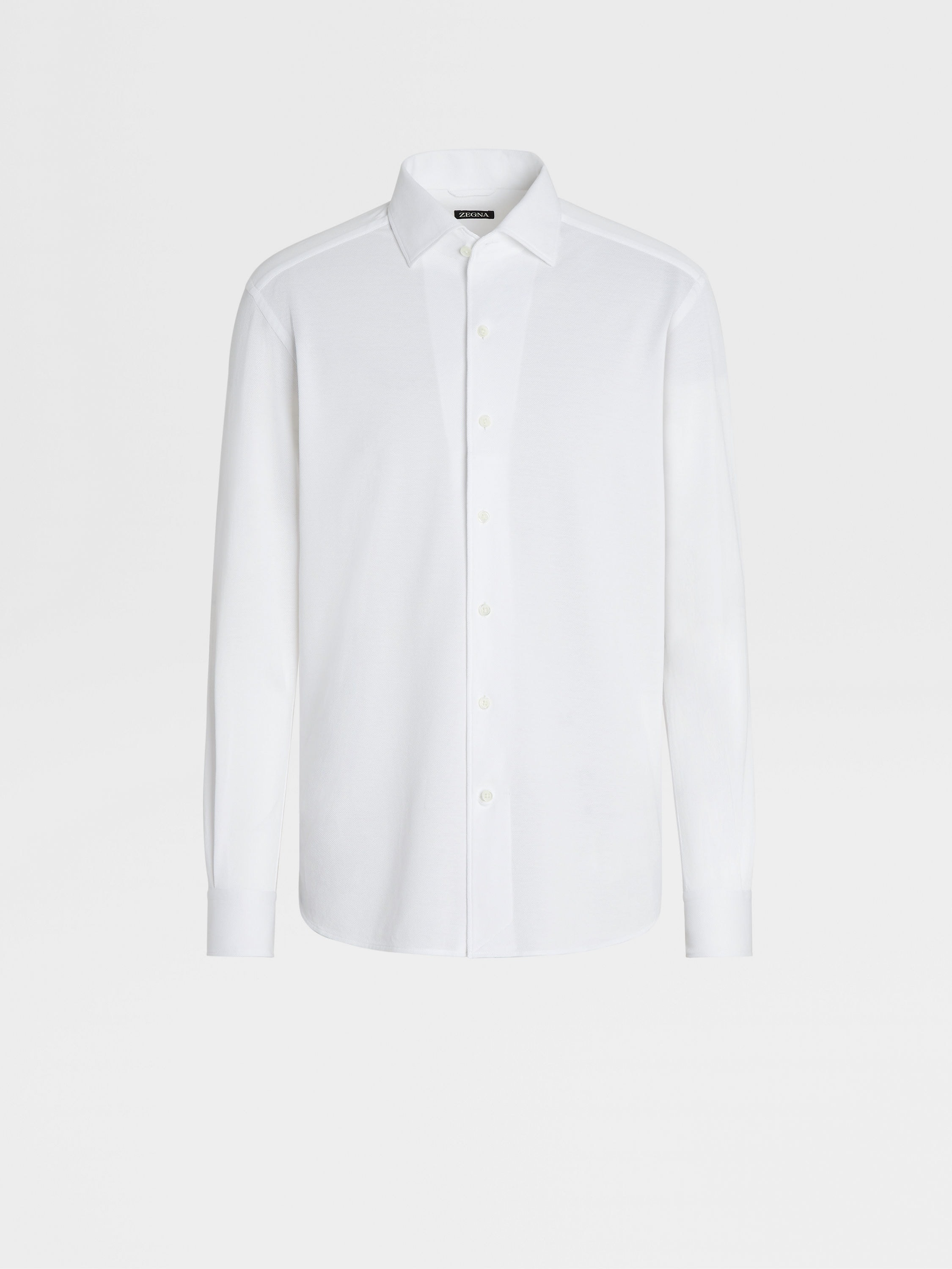 WHITE PURE COTTON JERSEY LONG-SLEEVE SHIRT - 1