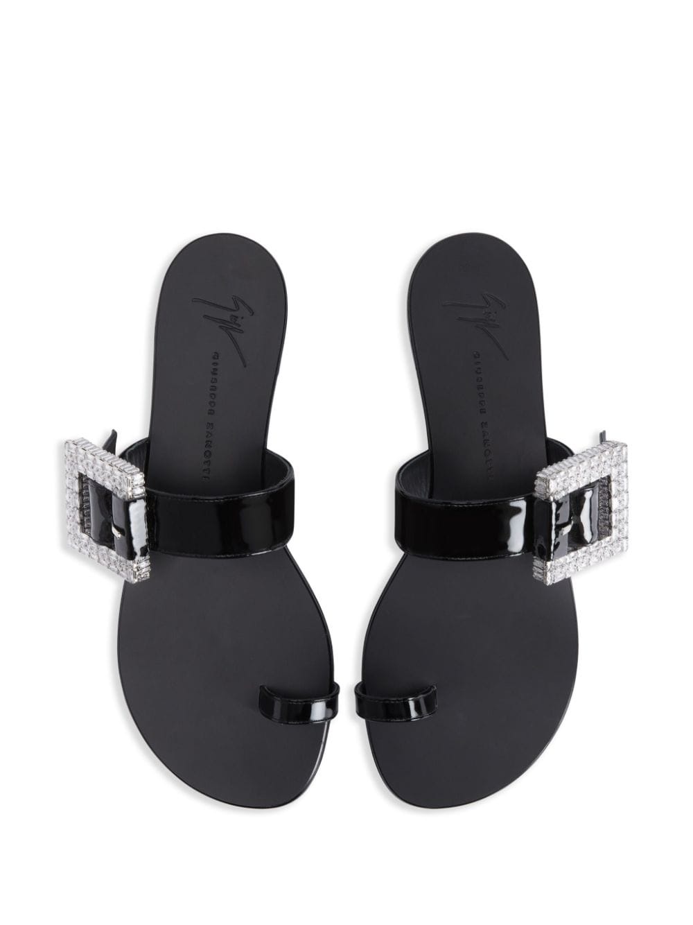 Miss Buckle crystal-embellished patent sandals - 4