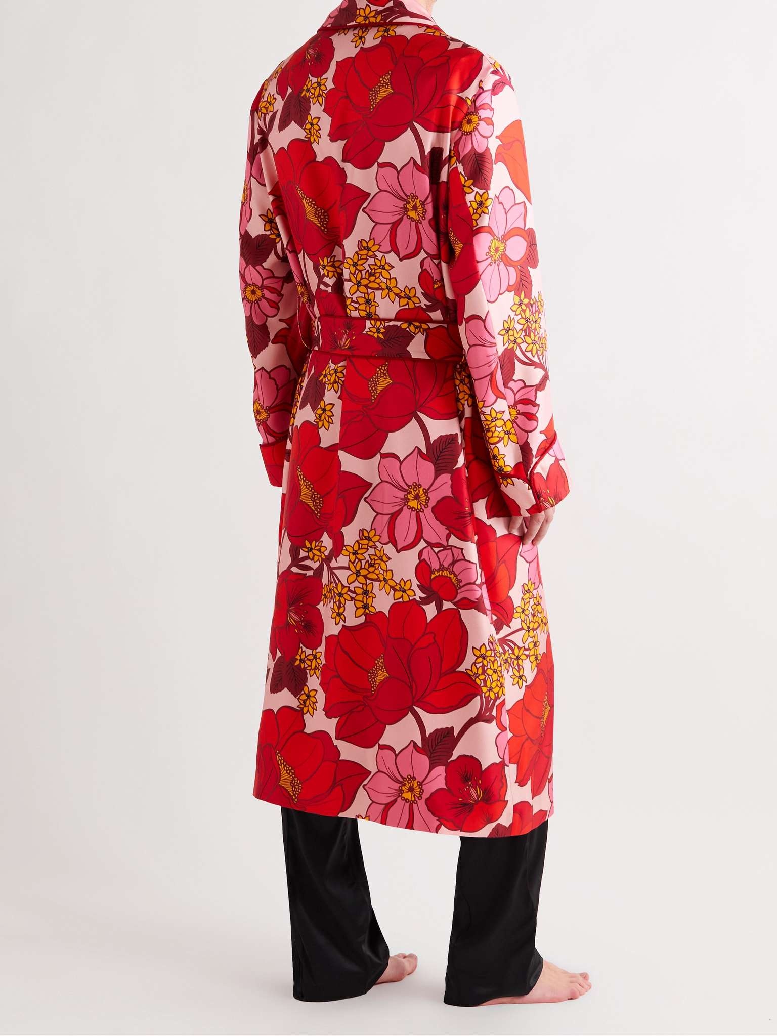 Tasselled Piped Floral-Print Silk-Twill Robe - 3