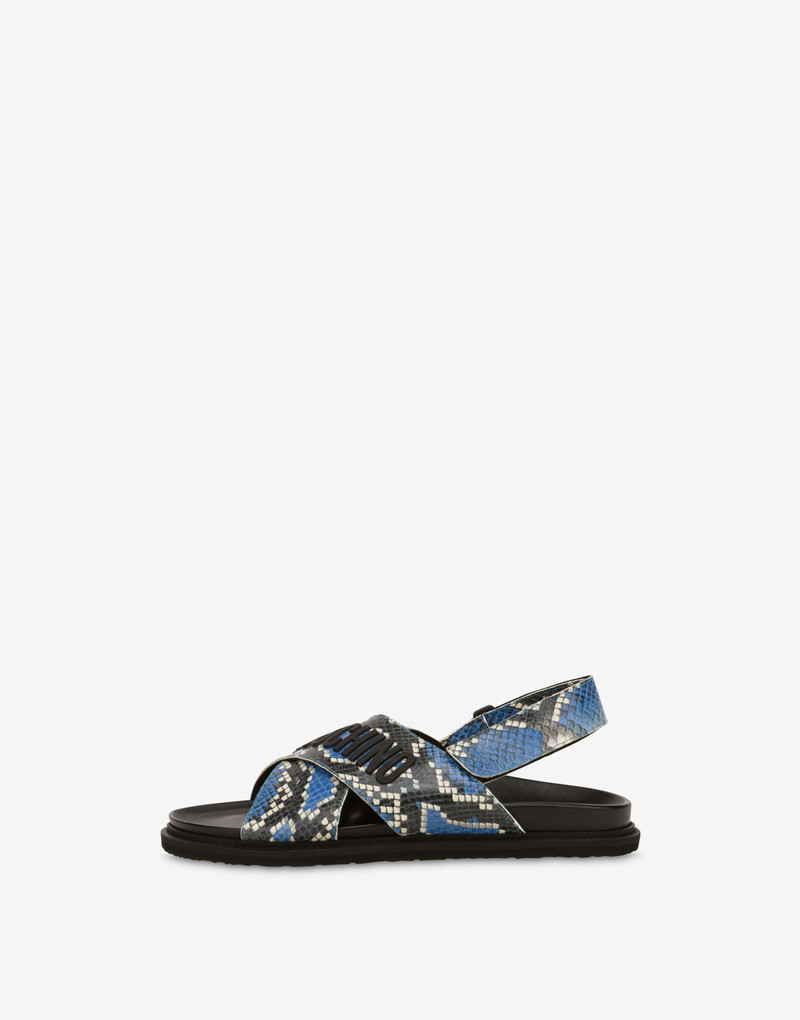 RUBBER LOGO PYTHON-PRINT SANDALS 2