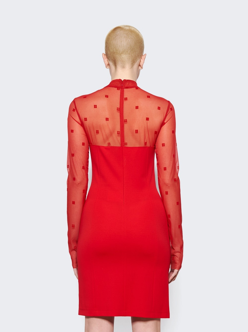 Mock Neck Midi Tubino Dress Vermilion Red - 5