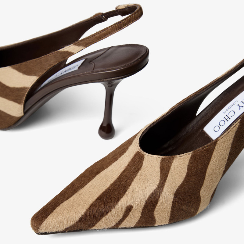 Isa 80 Chocolate Zebra Printed Pony Pumps 3