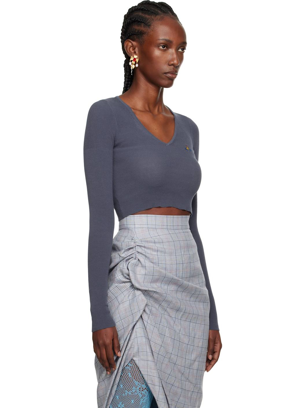 Blue Bea Cropped Sweater - 2