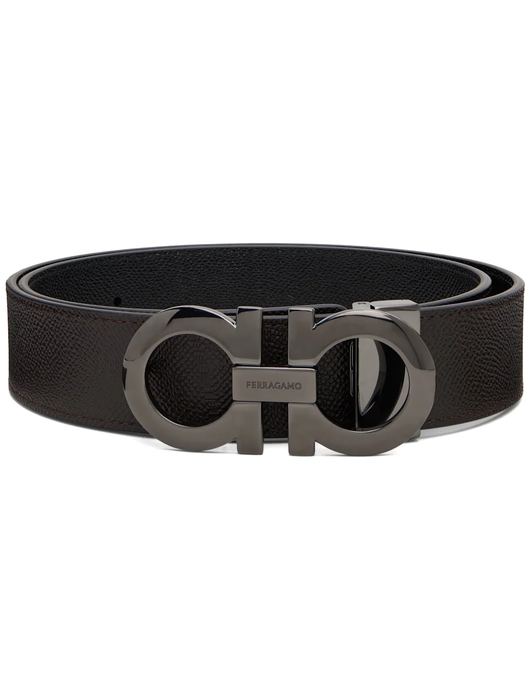 Black Adjustable Gancini Reversible Belt - 1