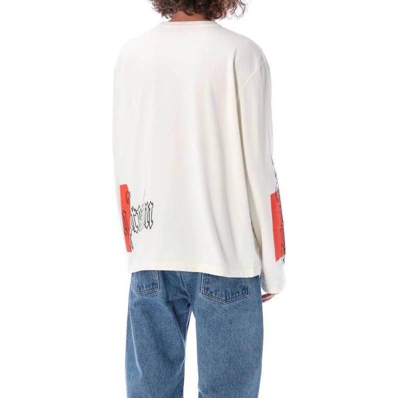 HERON PRESTON Fw22 Gothic Color Block Long-Sleeve T-shirt 'White Orange' HMAB026F22JER0020122 - 4