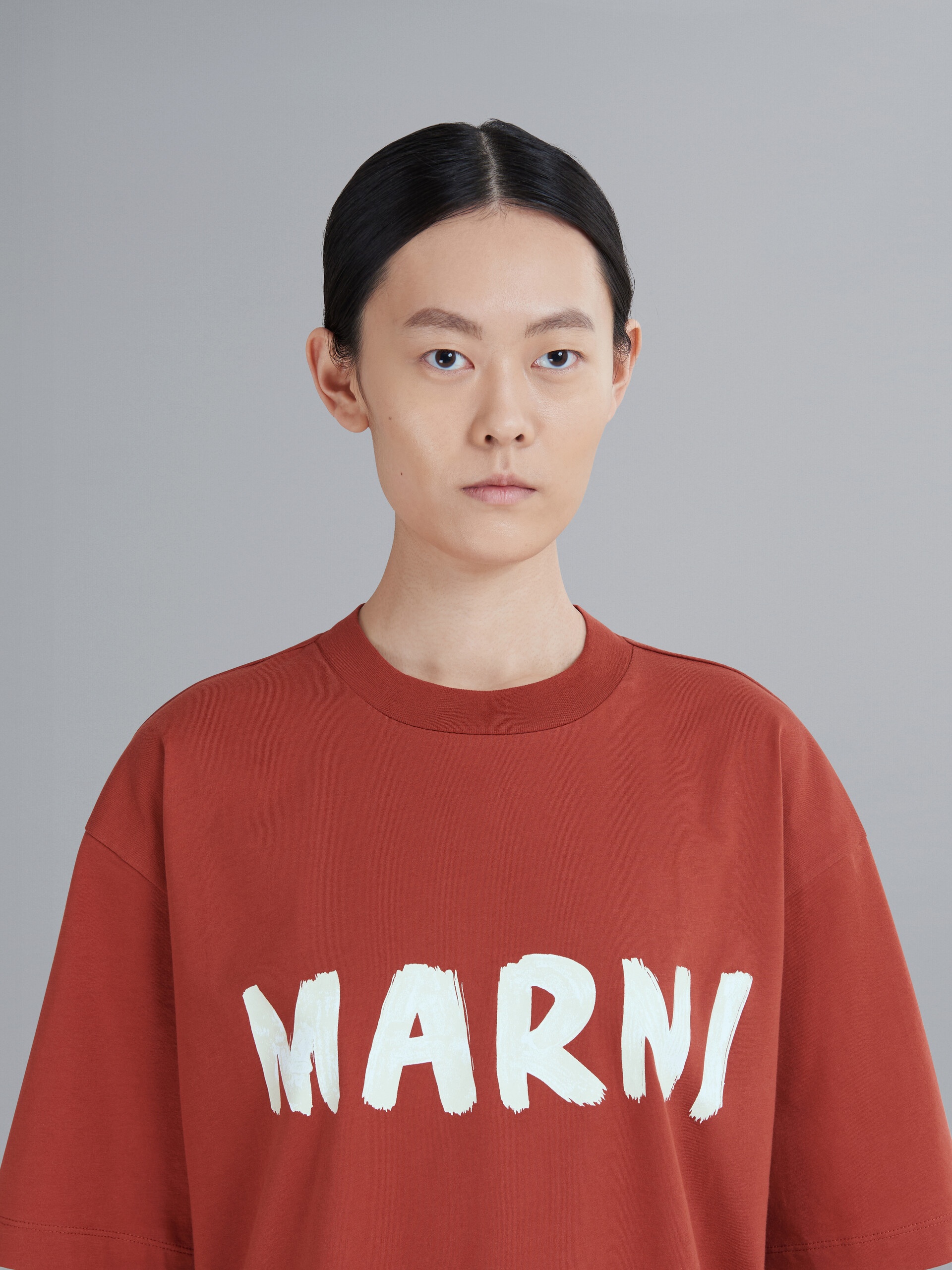 BROWN LOGO PRINT BIO JERSEY T-SHIRT - 4