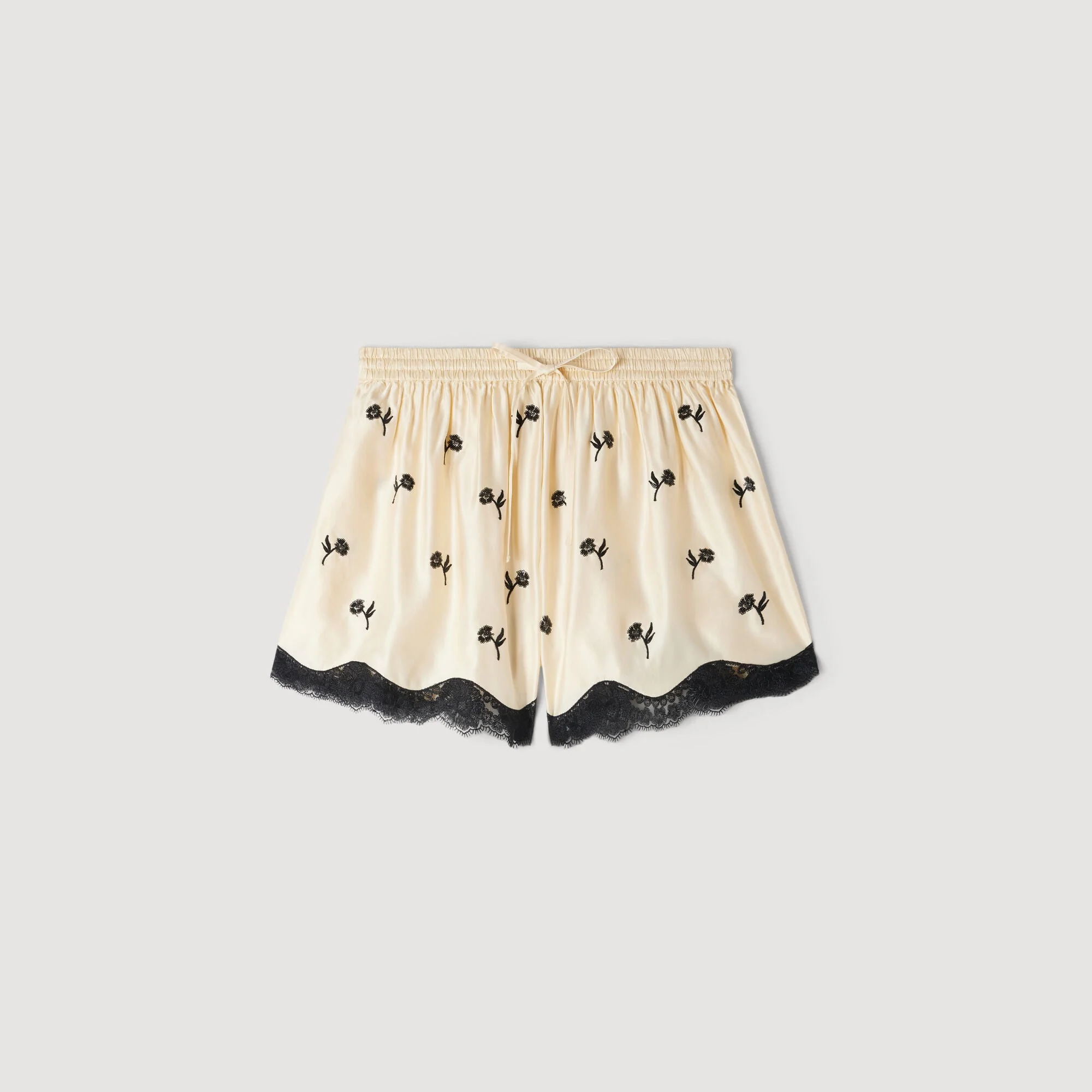 FLORAL EMBROIDERED SHORTS - 1