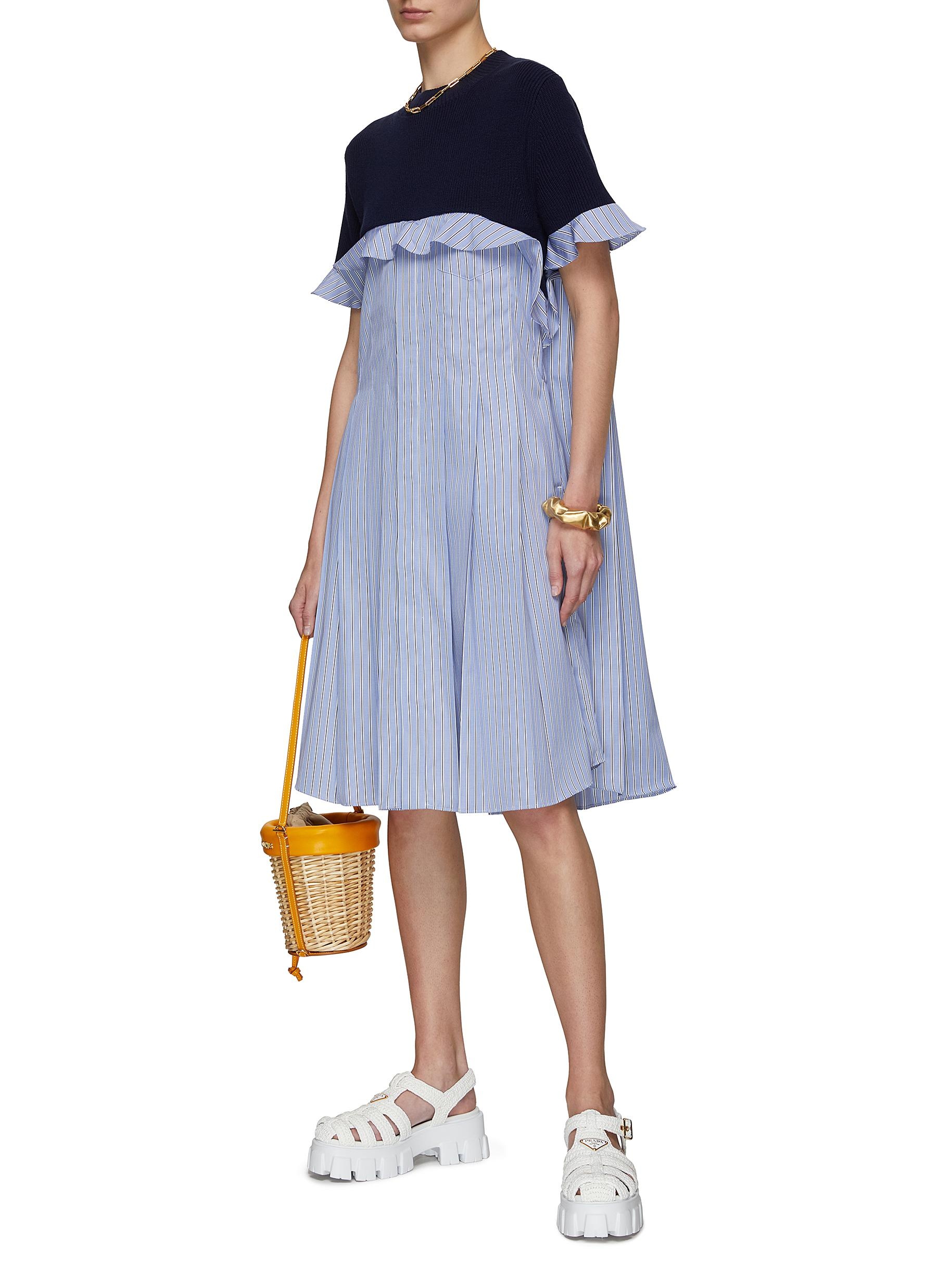 sacai X THOMAS MASON COTTON KNIT T-SHIRT DRESS