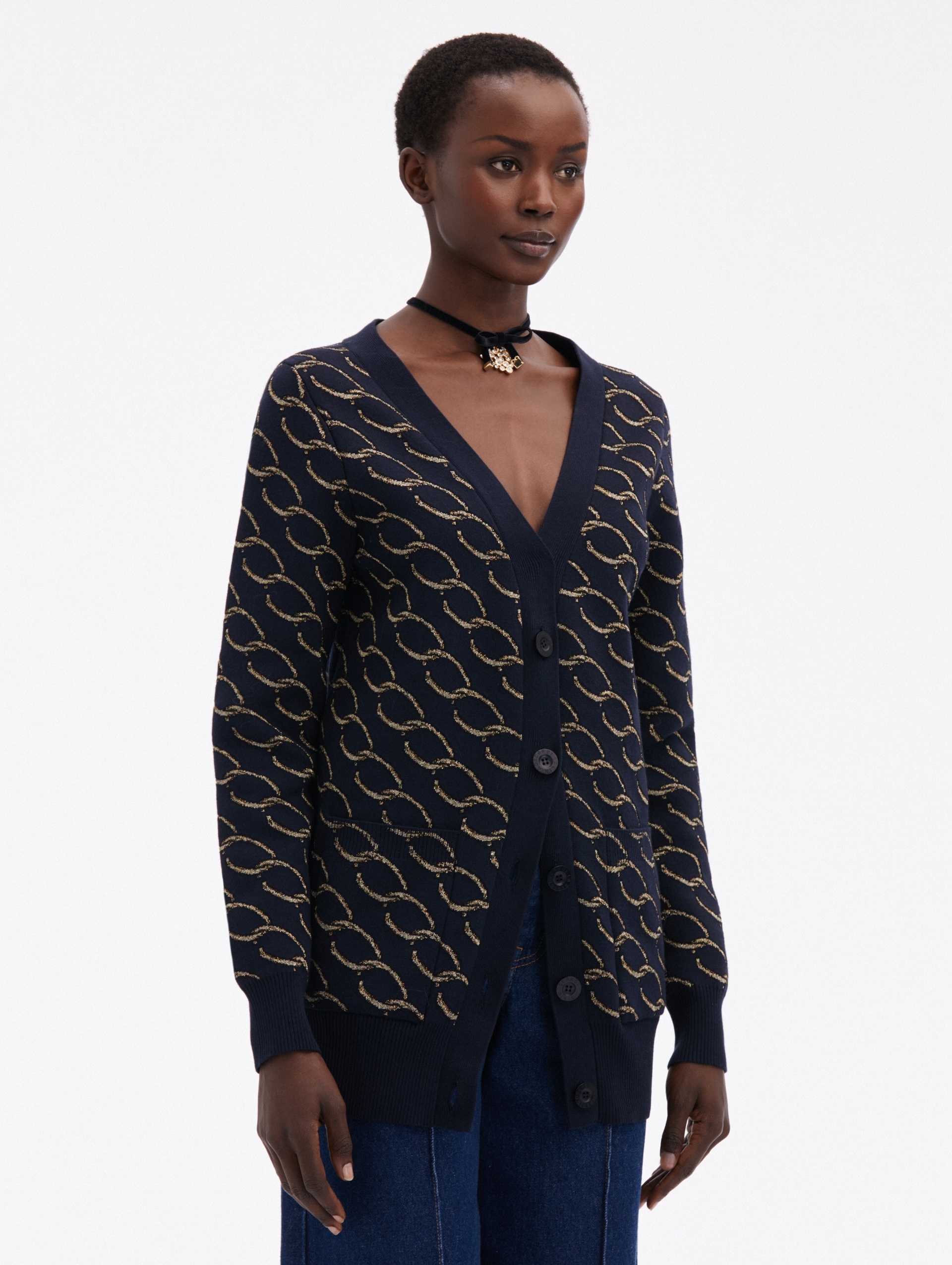 OSCAR CHAIN-LINK LONG CARDIGAN - 4