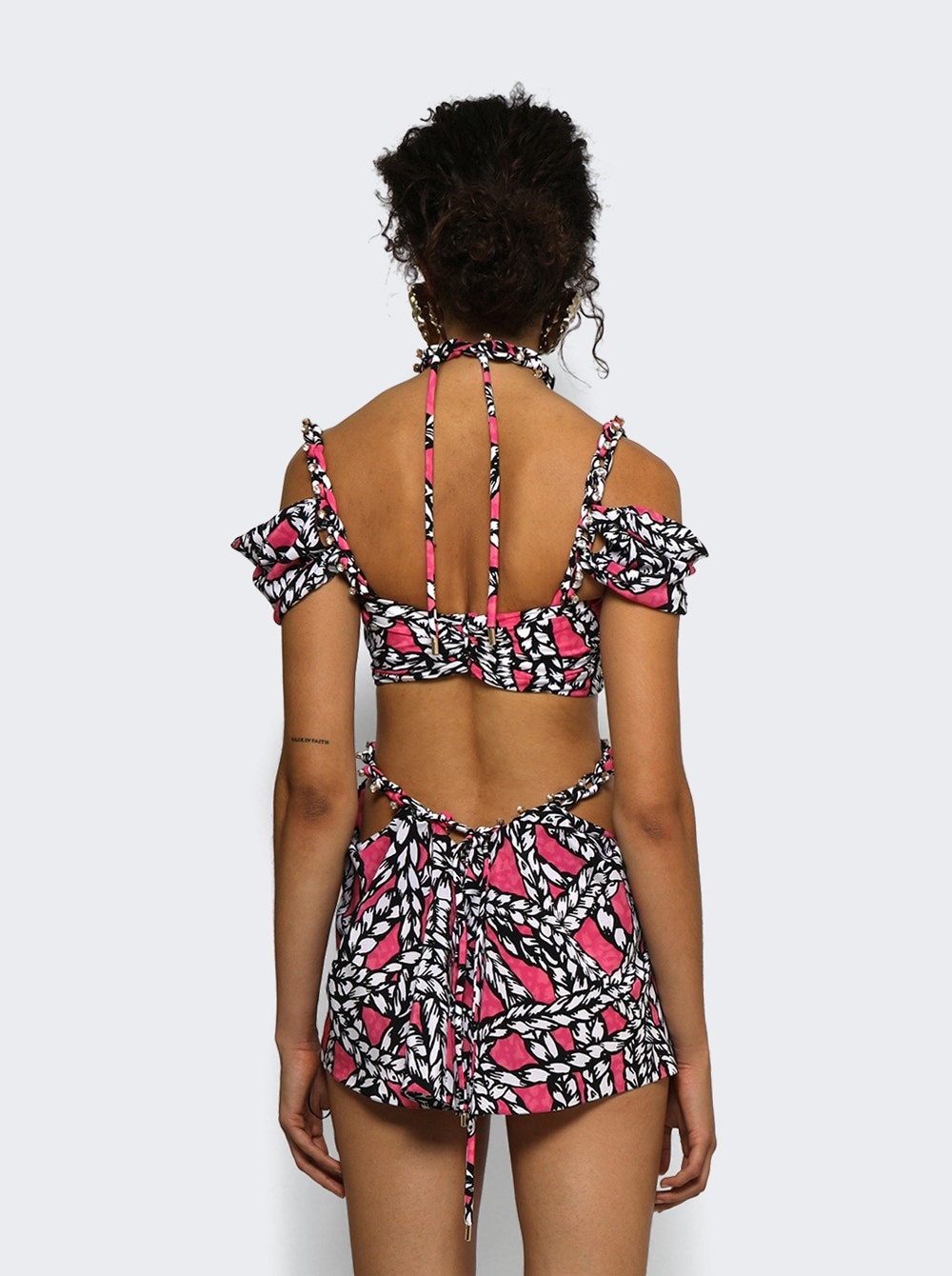 Rope Printed Cut-out Mini Dress Fuchsia And Multicolor - 5