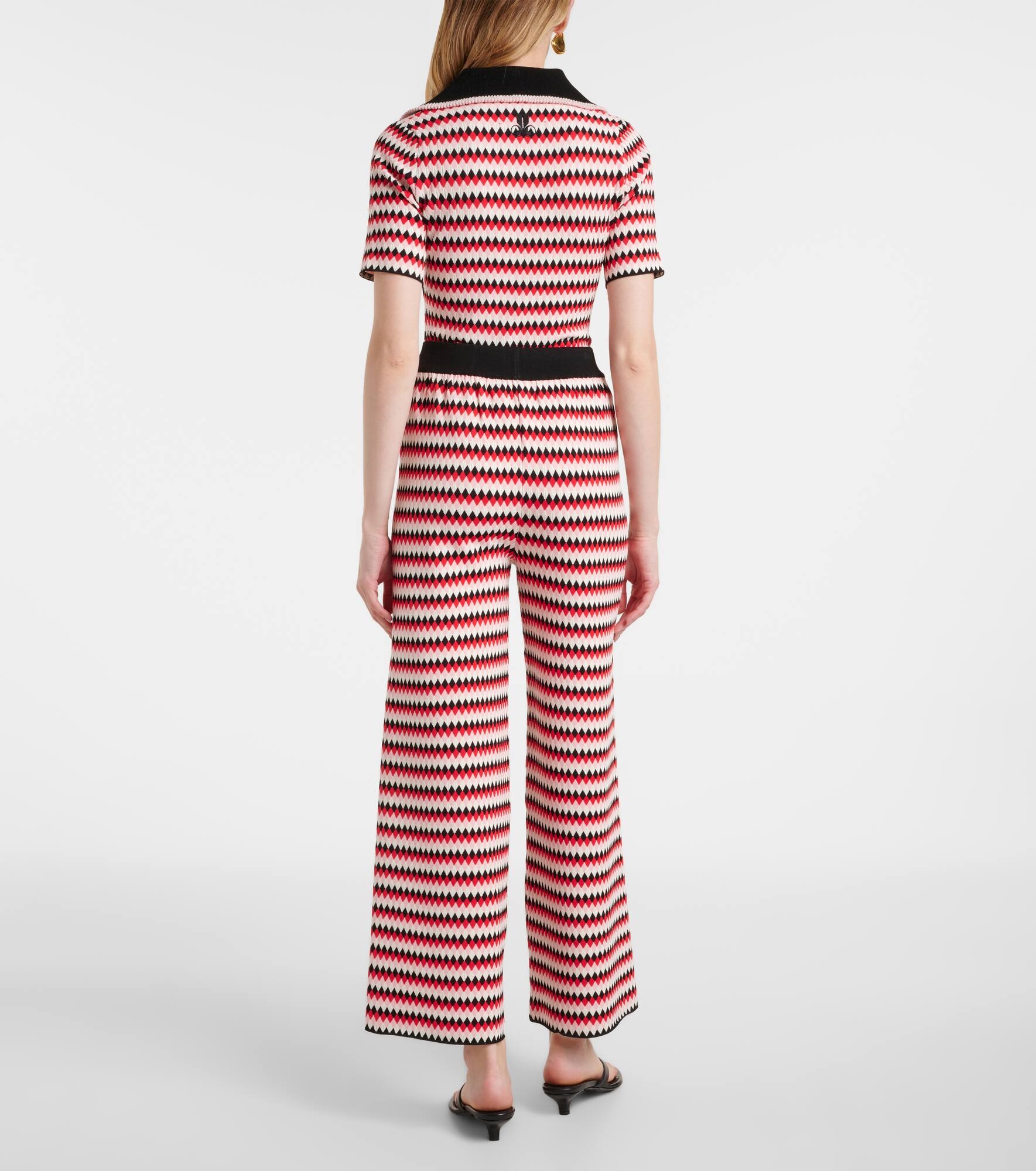 Checkers knitted wide-leg pants - 3