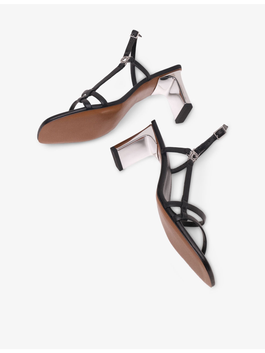 Square-Toe Leather Heeled Sandals - 4