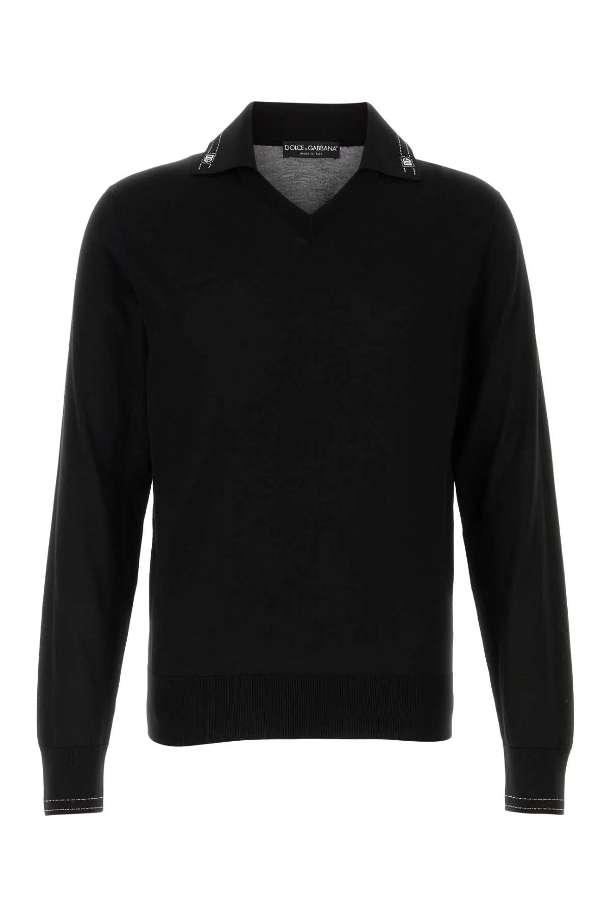 Dolce & Gabbana Men Black Silk Polo Shirt - 1