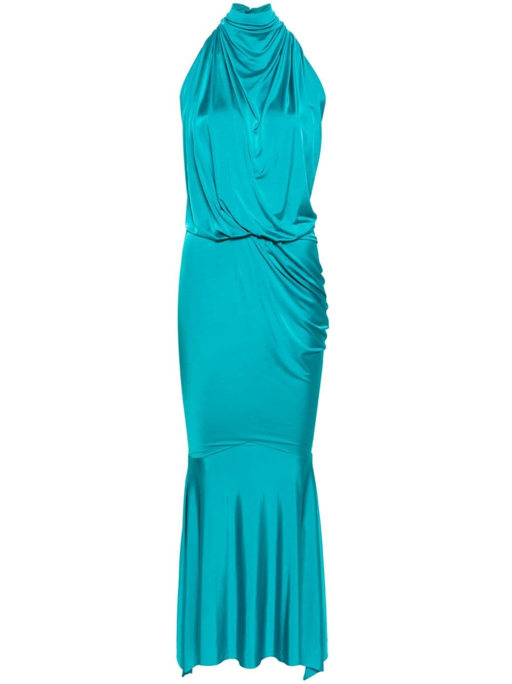 draped halterneck gown - 1