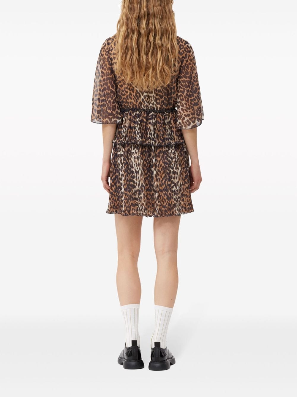 leopard-print georgette minidress - 4