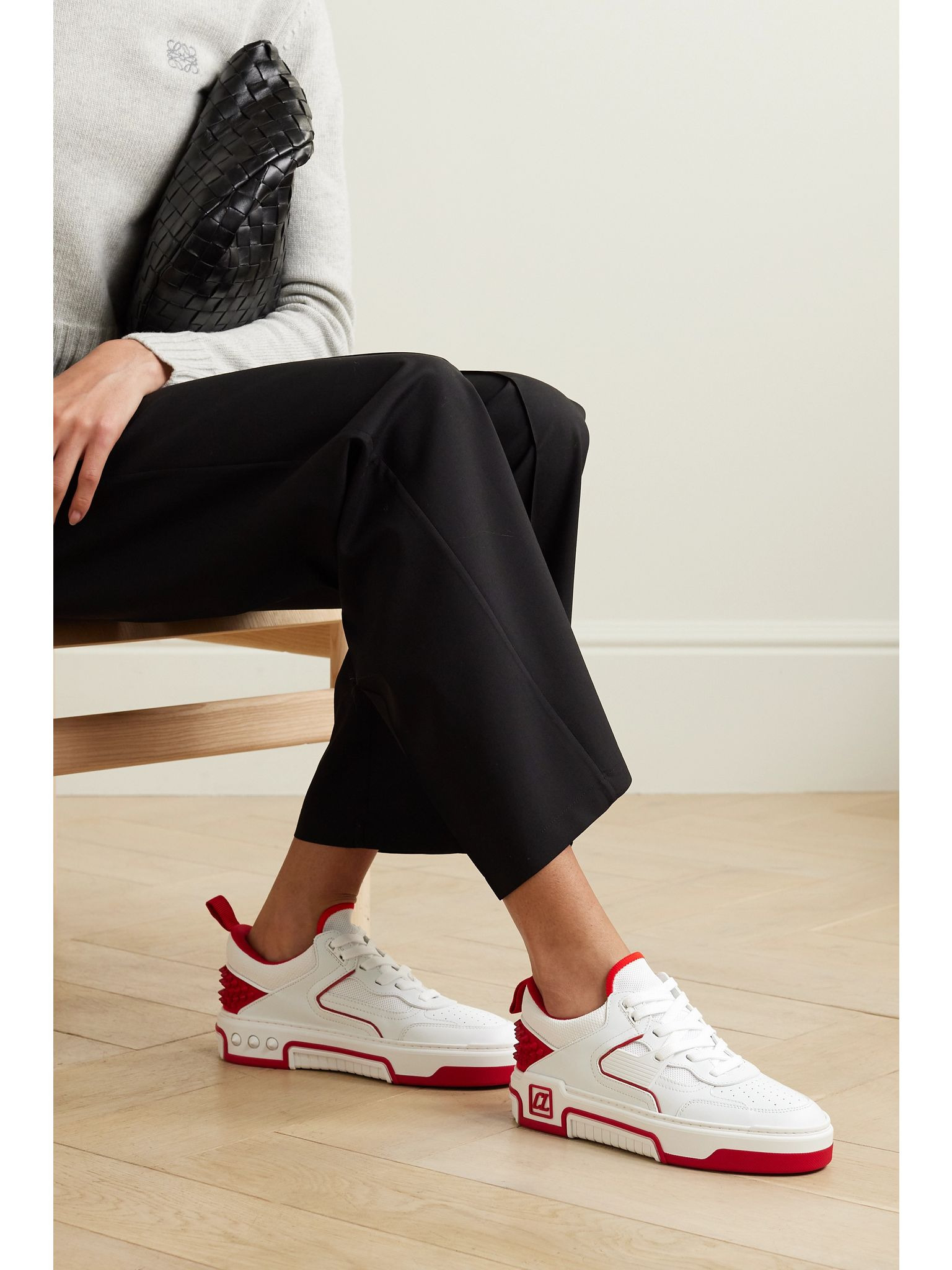 Astroloubi stud-embellished leather and mesh sneakers White - 2