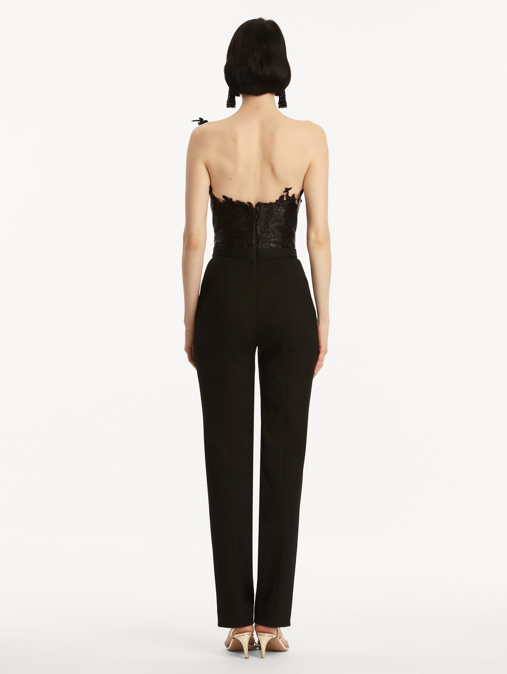 METALLIC CHERRY BLOSSOM EMBROIDERED JUMPSUIT - 3