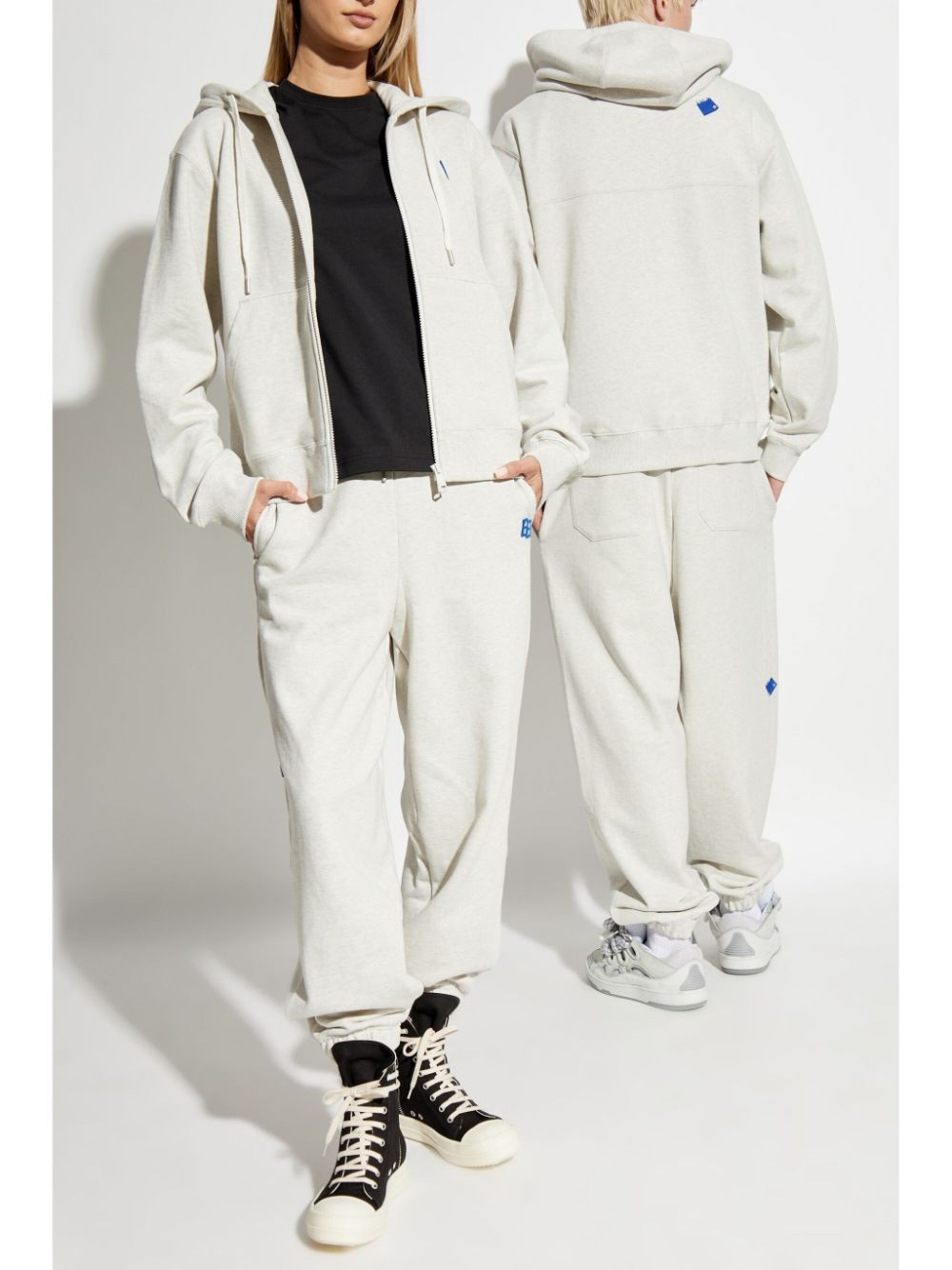 logo-patch cotton hoodie - 3