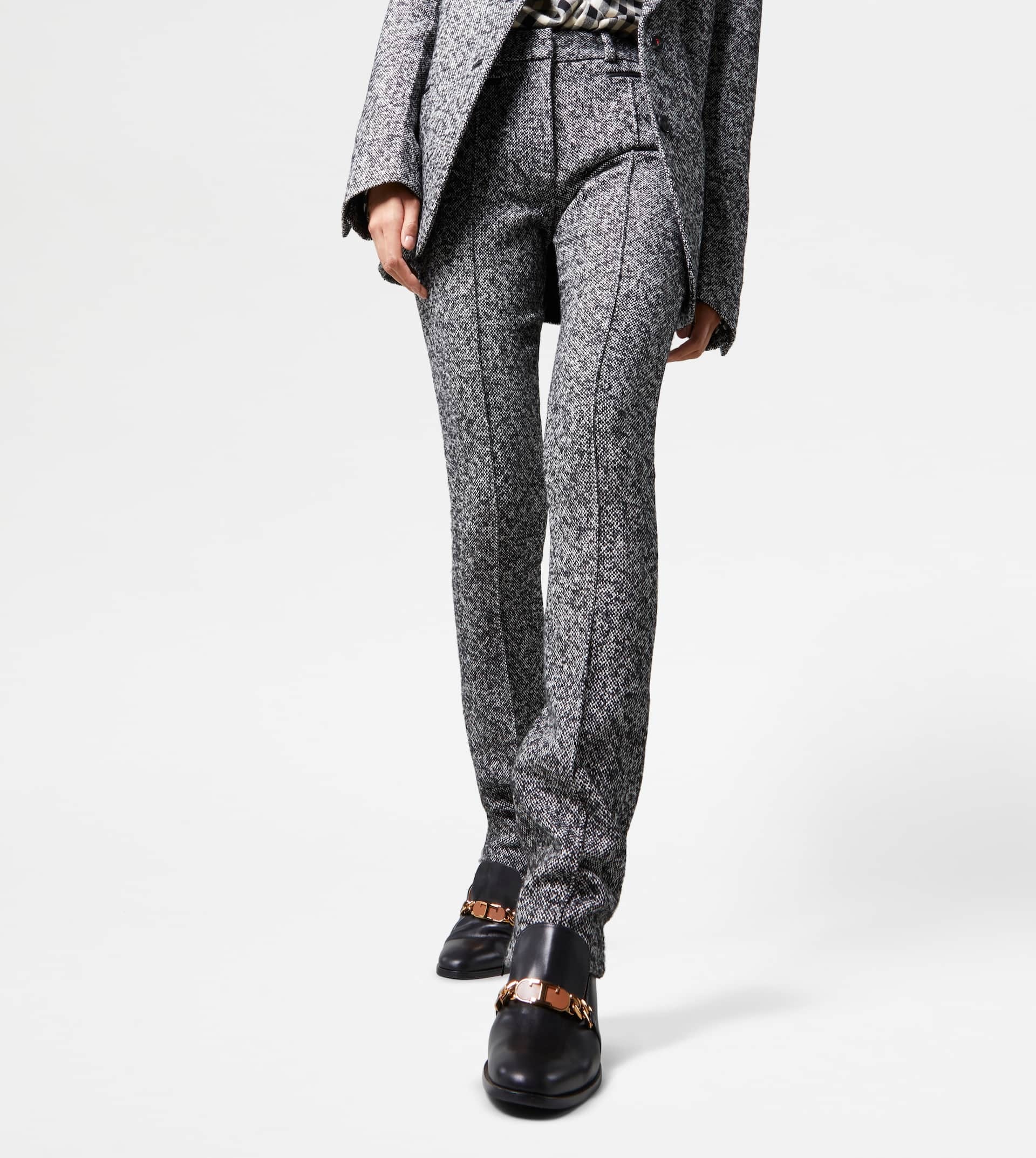 MIXED WOOL TROUSERS - WHITE, BLACK - 7