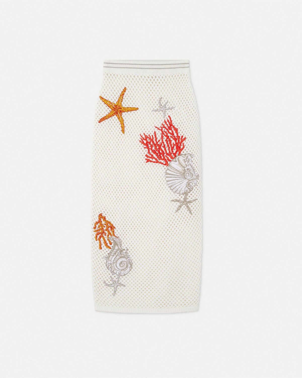 Embroidered Crochet Knit Midi Skirt - 1