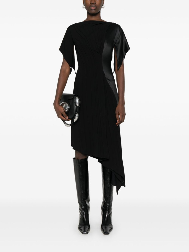 MUGLER pleated asymmetric midi dress outlook