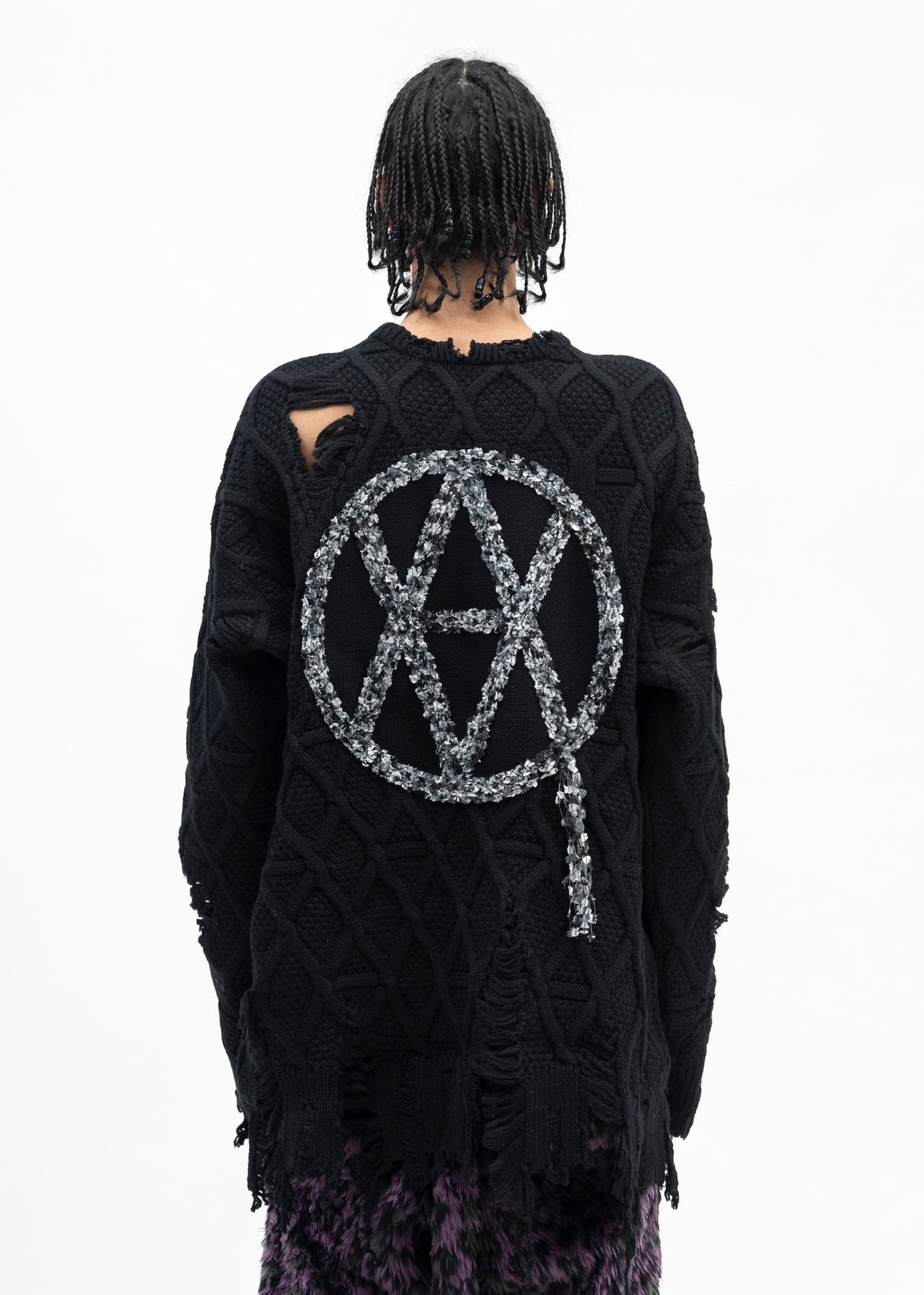 BLACK DESTROY PULLOVER KNIT COLLABORATION WITH rurumu: ARTWORK BY JAMIE REID. - 2